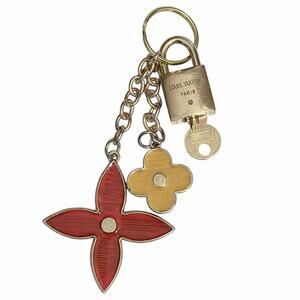 Louis Vuitton Lock & Key Set #202 w/ Red & Yellow Flower Charm Keychain